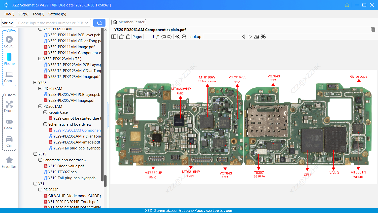 VIVO Y52S PD2061AM Component Explain